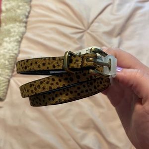 Skinny brown animal print belt